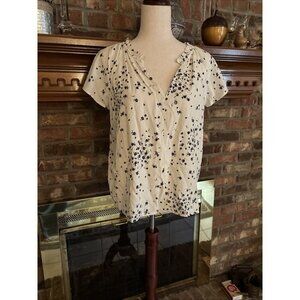 Gap Short Sleeve Blouse Off White Floral Size Small NWT